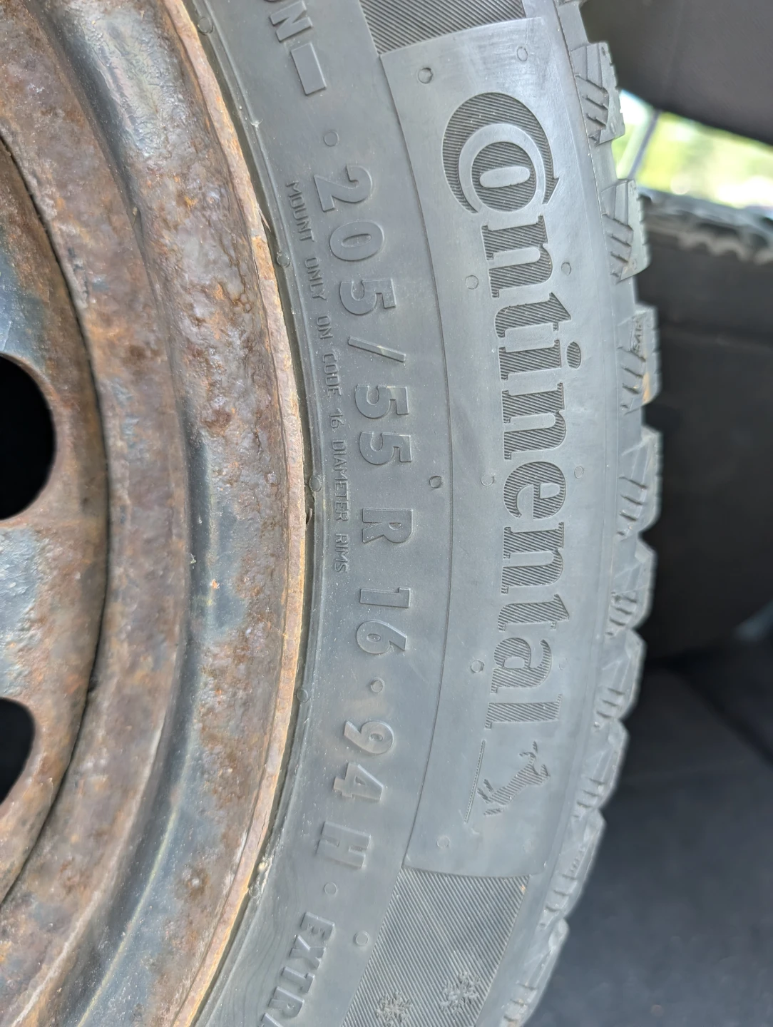 Continental Winter tires. 205/55 R 16 on steel rims