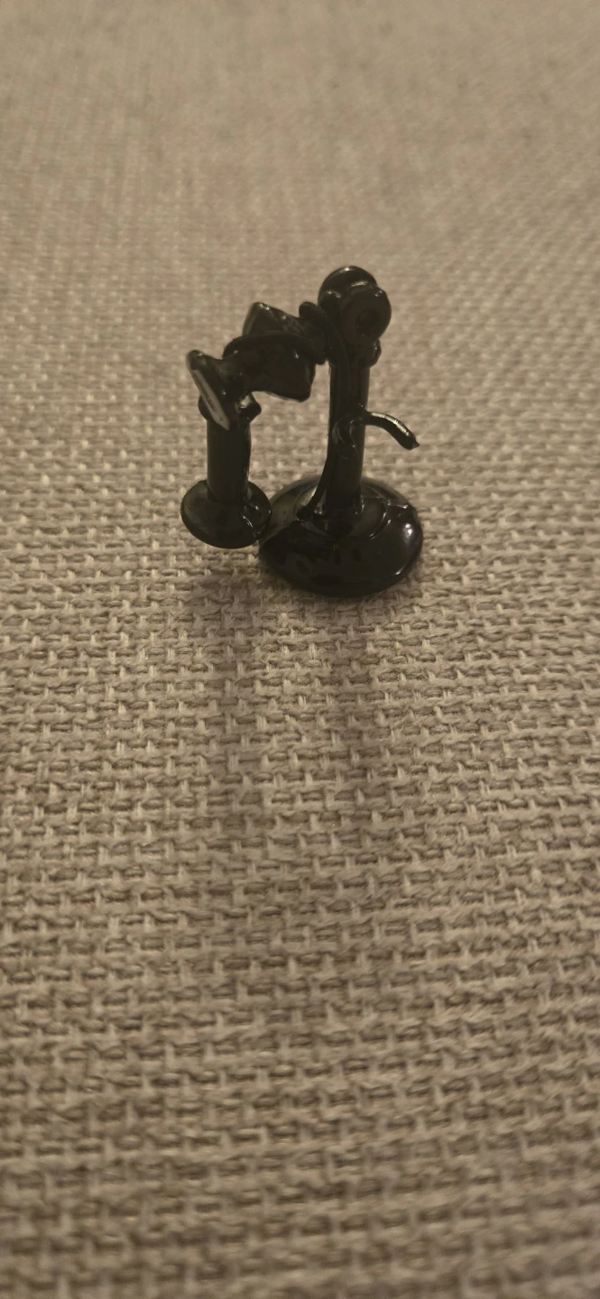Black glass antique telephone miniature