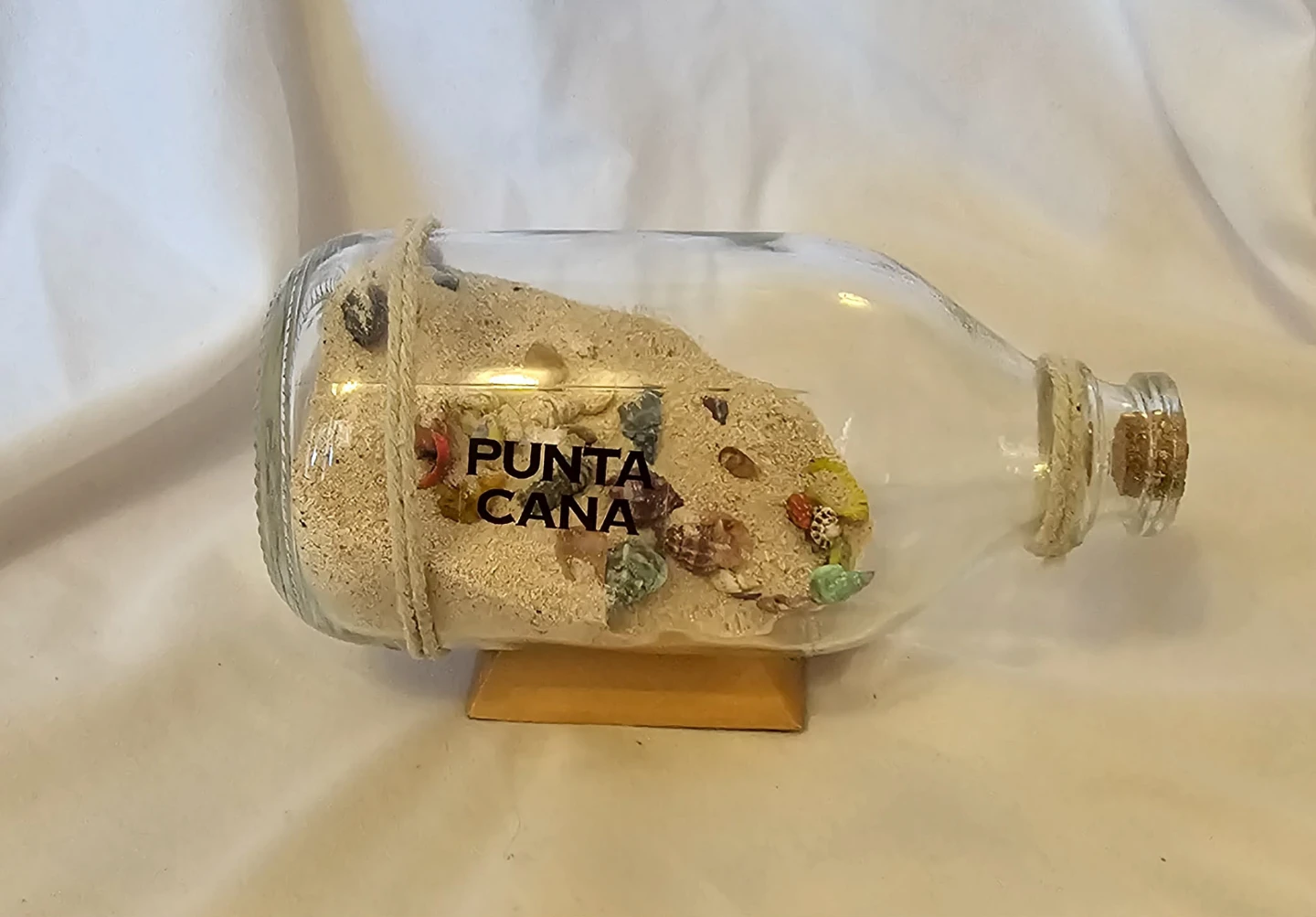 Multi-Coloured Punta Cana Glass Bottle with Sand and Shells