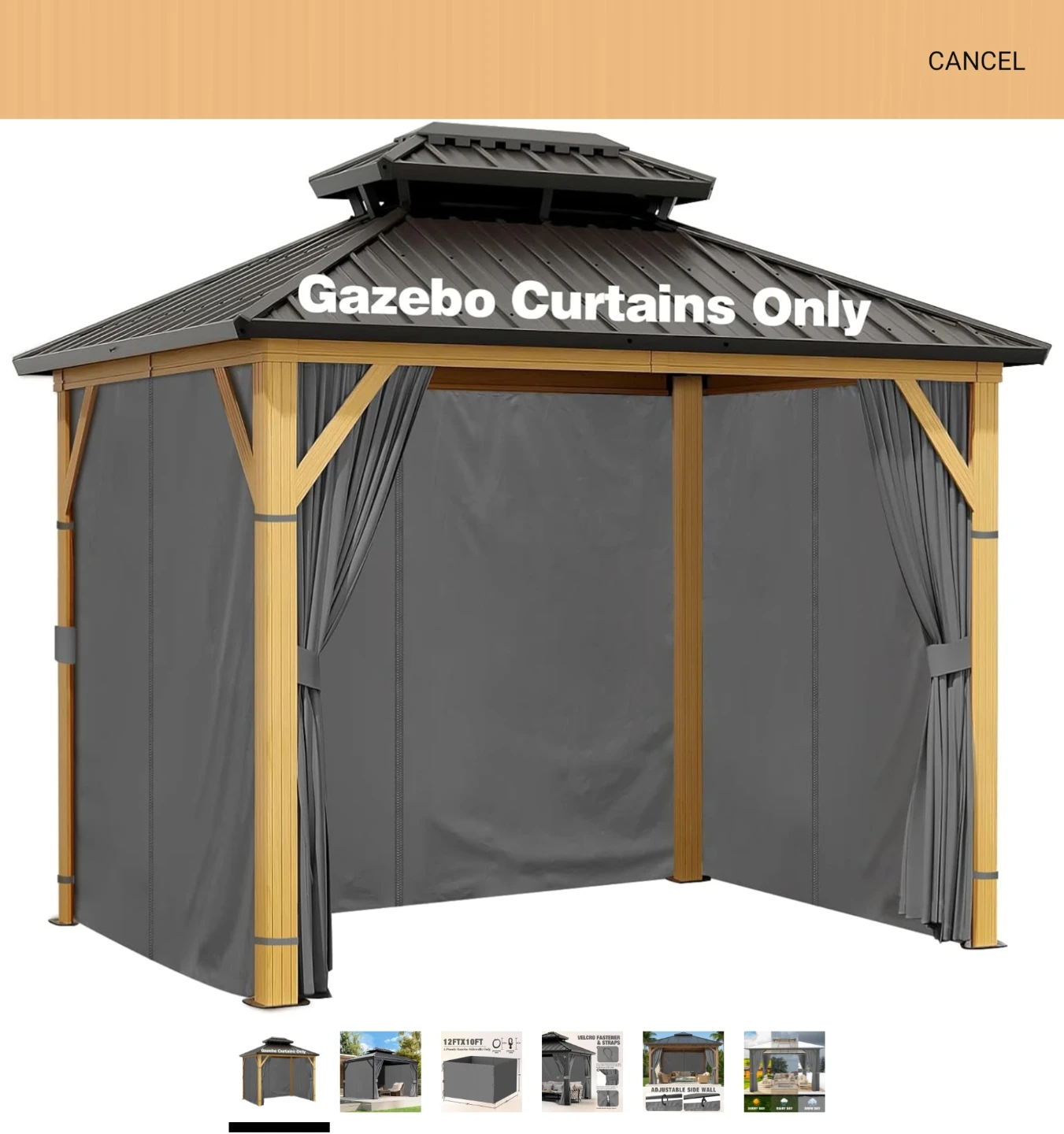 12ft x 10ft Gazebo Privacy Curtains