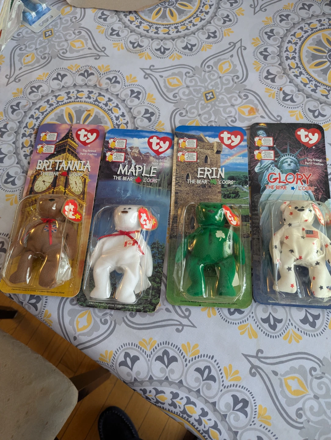 Set of 4 Ty Beanie Baby Bears