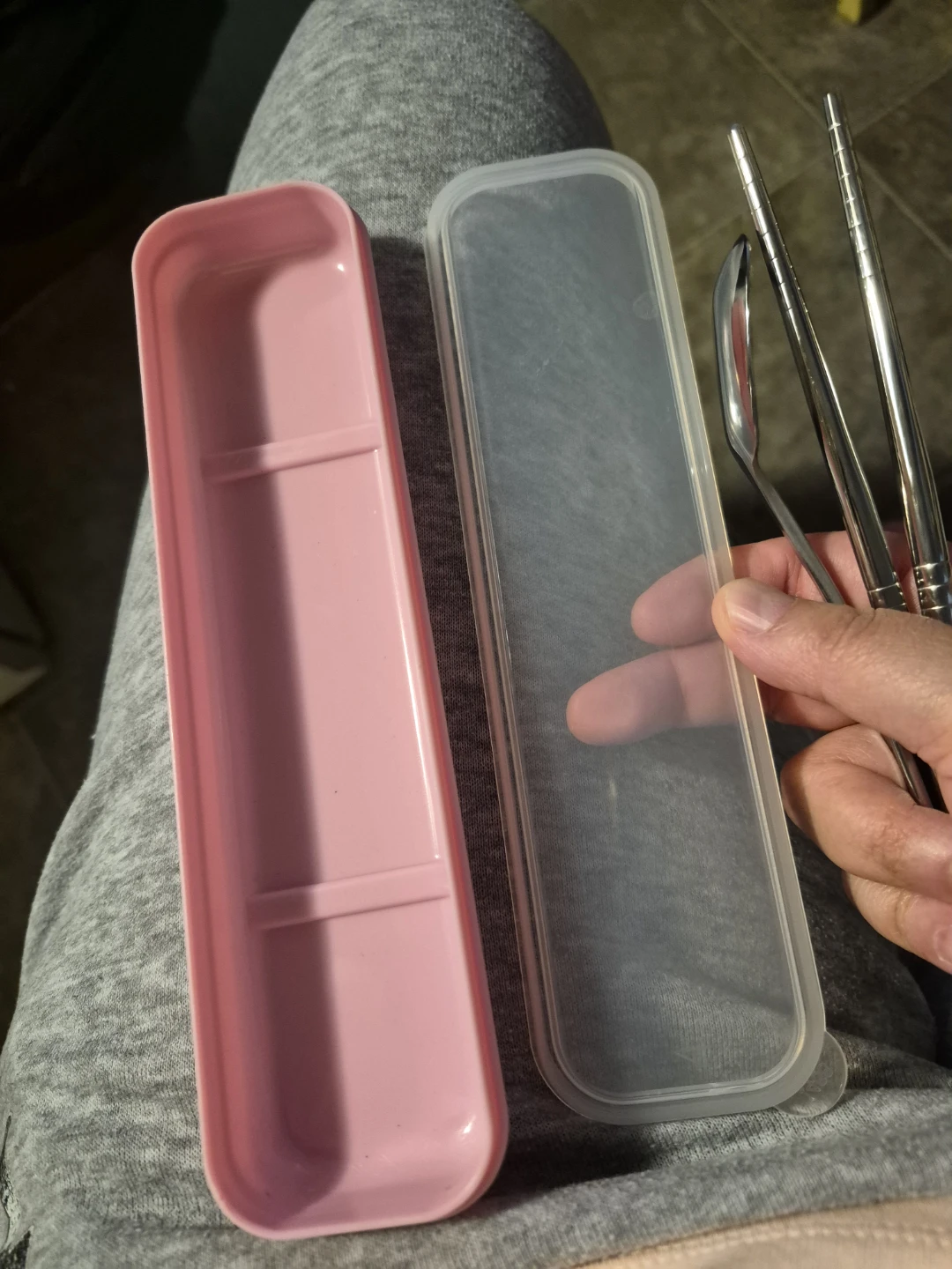 Stainless Steel Chopsticks and Spoon Set with Case - photo 2