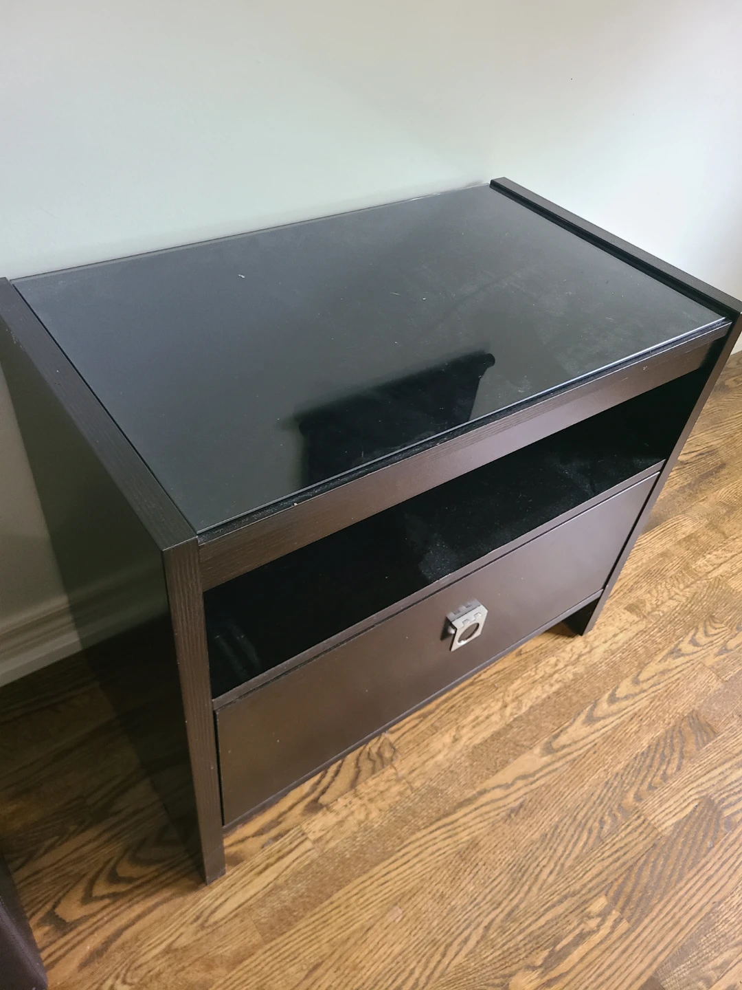 Dark Brown Nightstand with Glass Top - photo 2