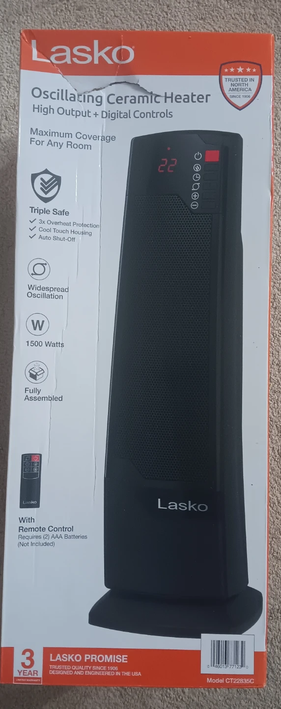 Lasko Oscillating Ceramic Heater Model CT22835C