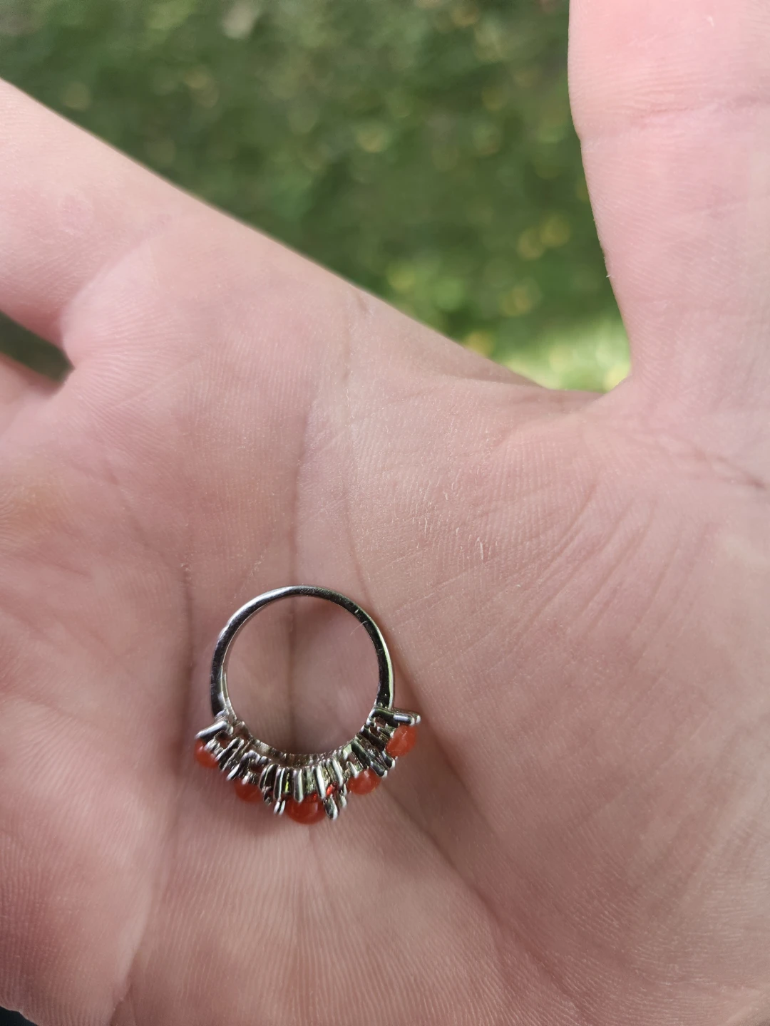 Vintage Orange Confetti Lucite Silver Tone Ring - photo 2