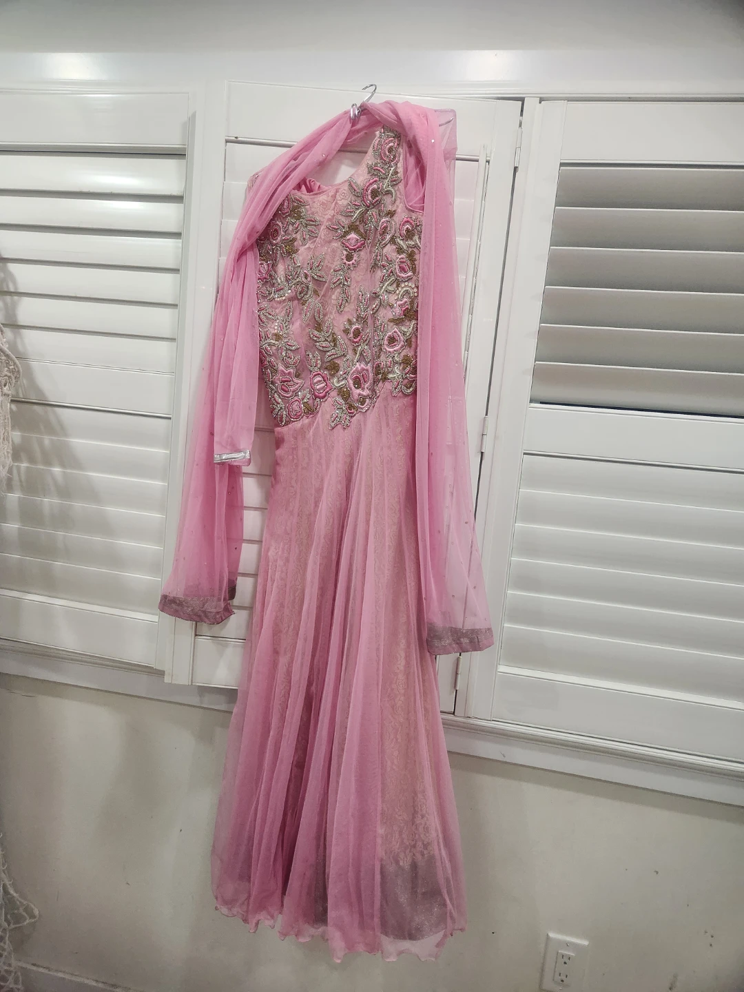 Pink Embroidered Anarkali Dress with Dupatta - photo 2