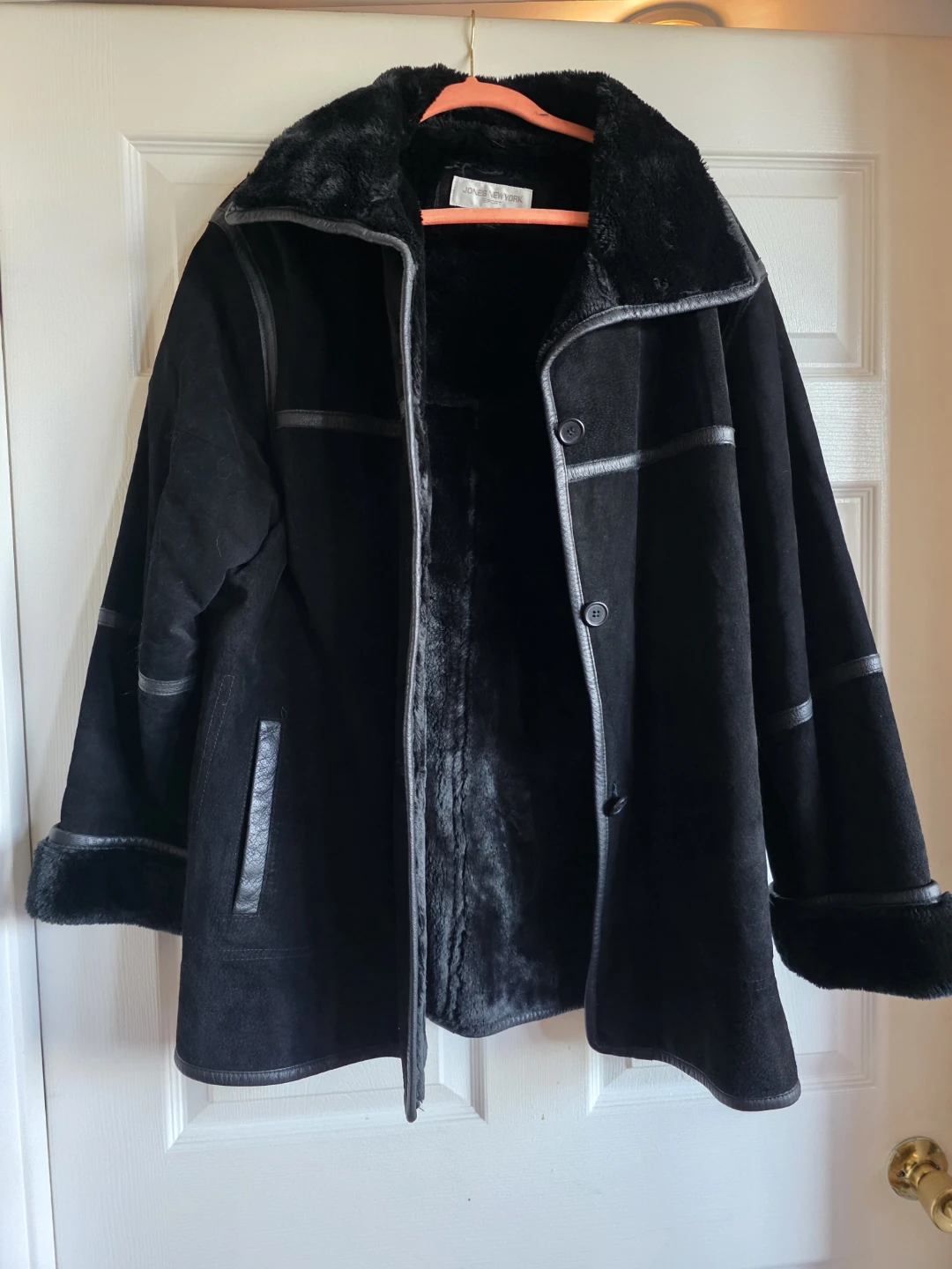 Jones New York Sport Black Faux Fur Lined Coat