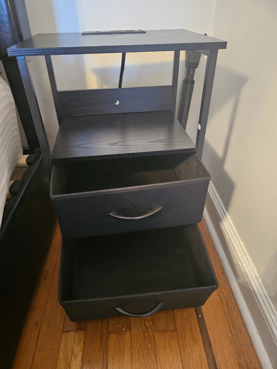 Black Nightstand with Charging Station - photo 2