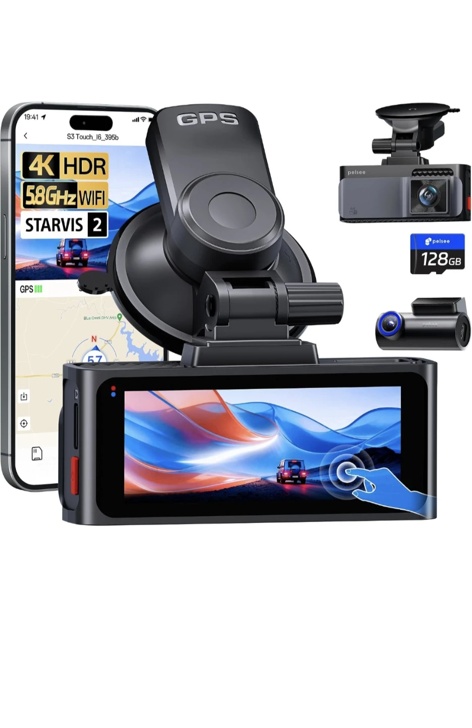 Pelsee S3 Touch Smart WiFi Dash Cam - photo 4