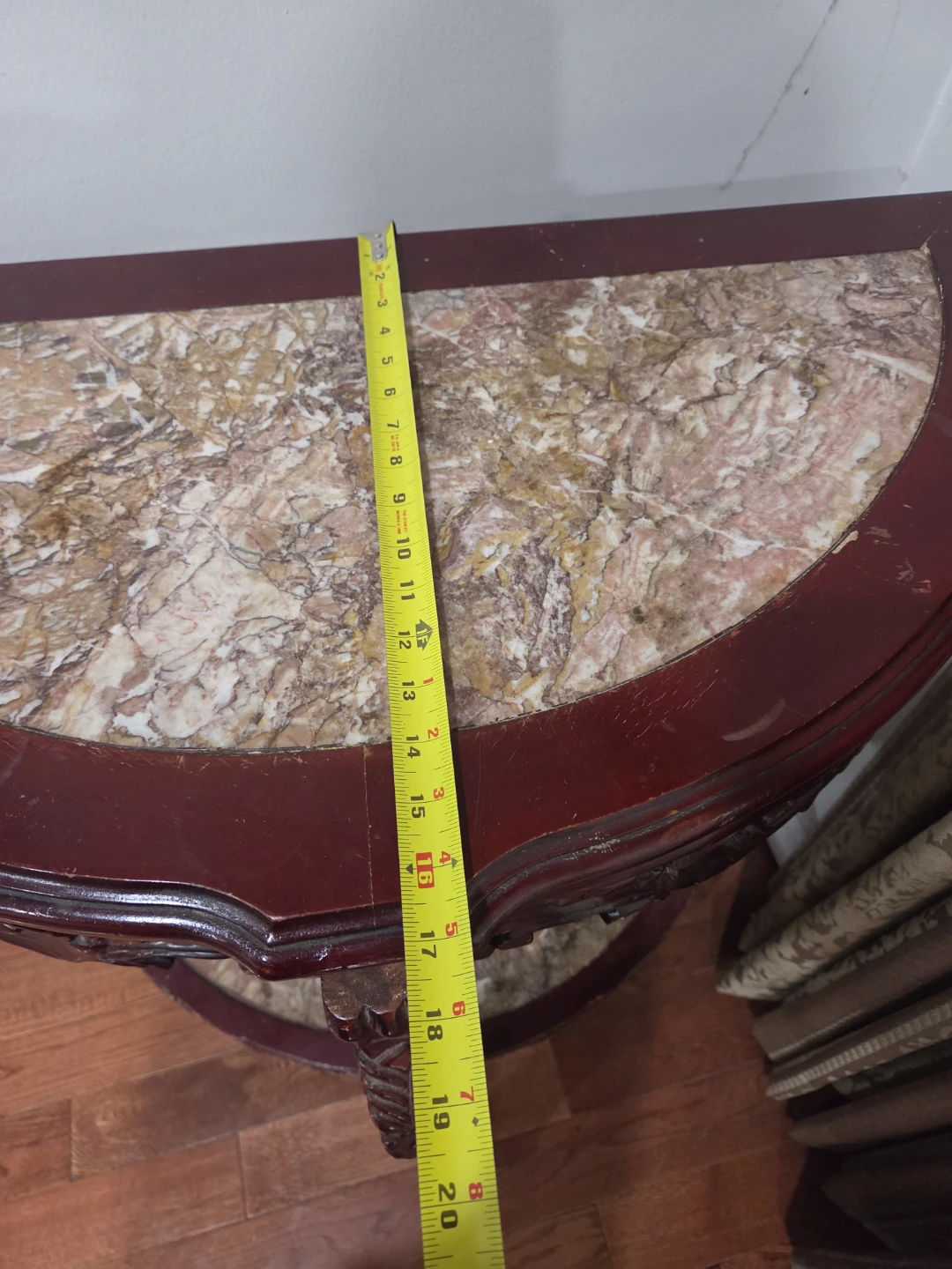 Half-Moon Console Table with Marble Top
