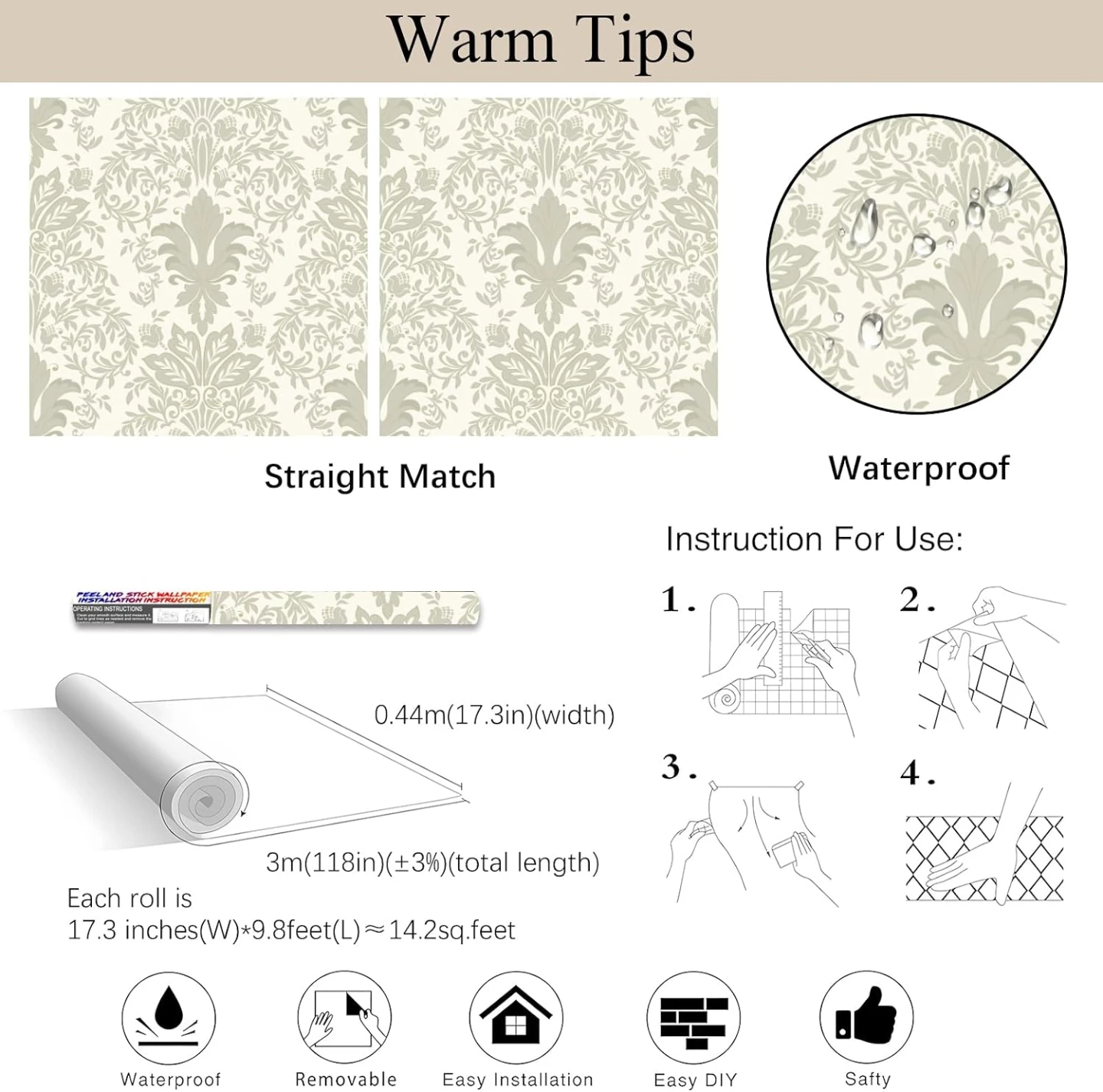Green Sage Peel and Stick Damask Wallpaper 🏈 - photo 3