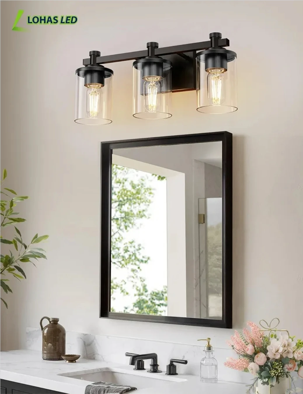 3-Light Modern Black Vanity Light - photo 4