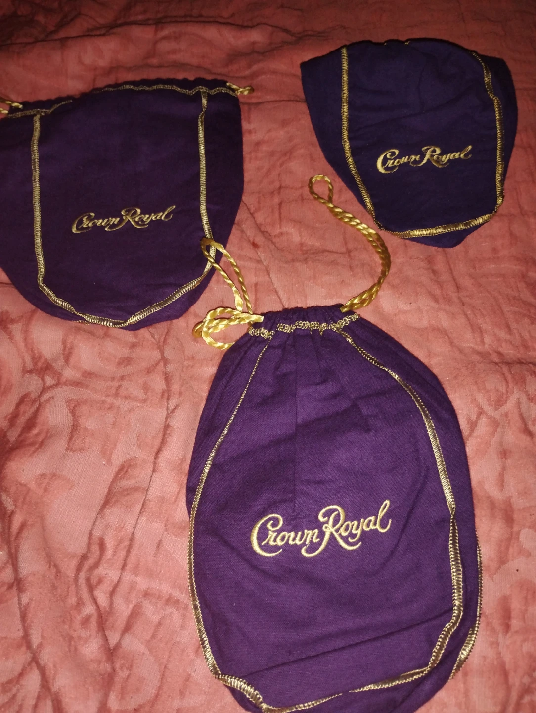 Three Crown Royal Purple Velvet Bags