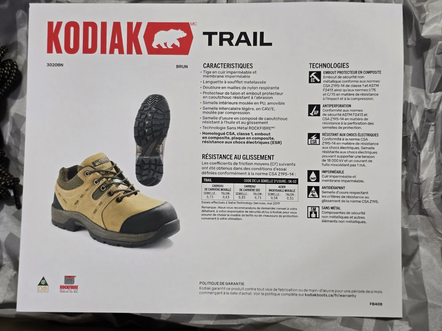 Kodiak Trail Safety Shoes Brown US 9