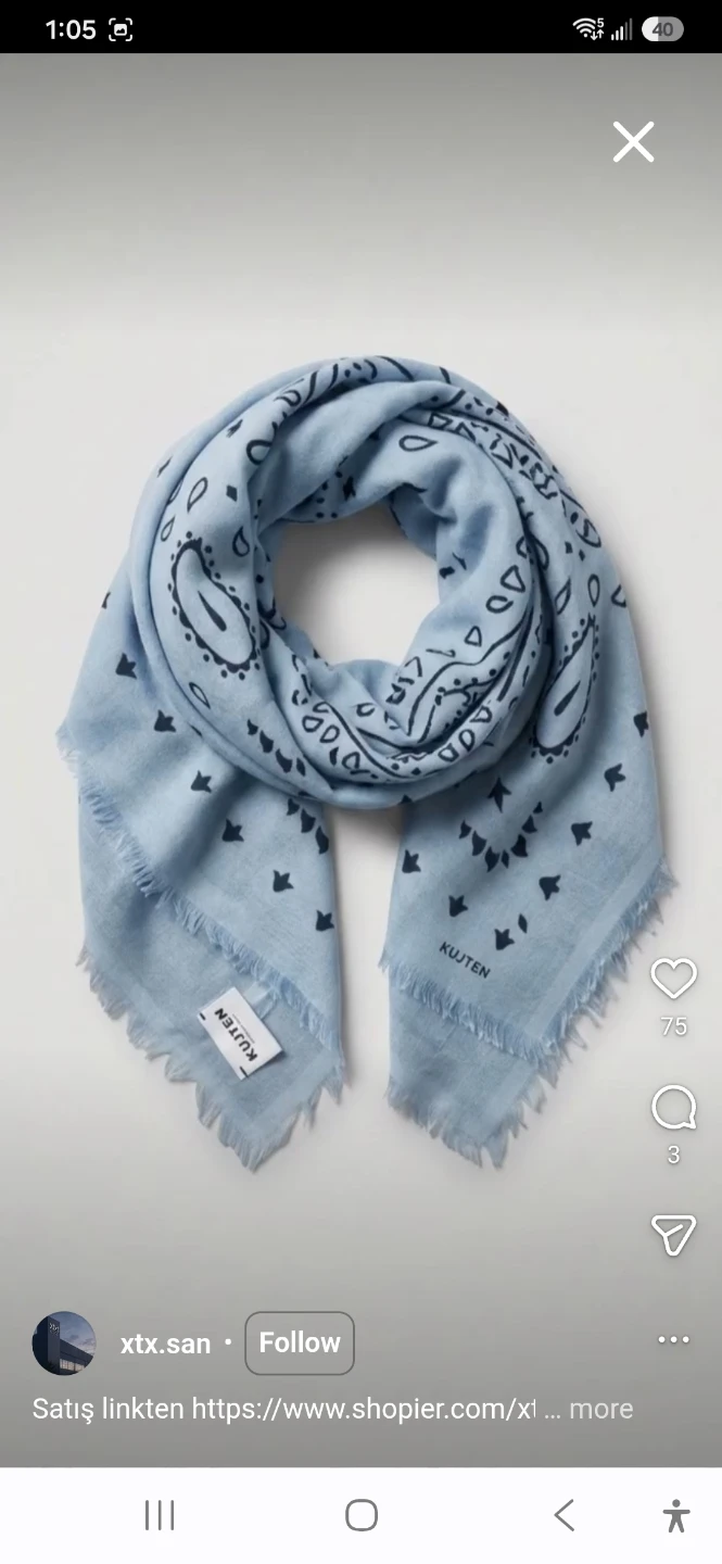 Kujten Cashmere bandana scarf - photo 3