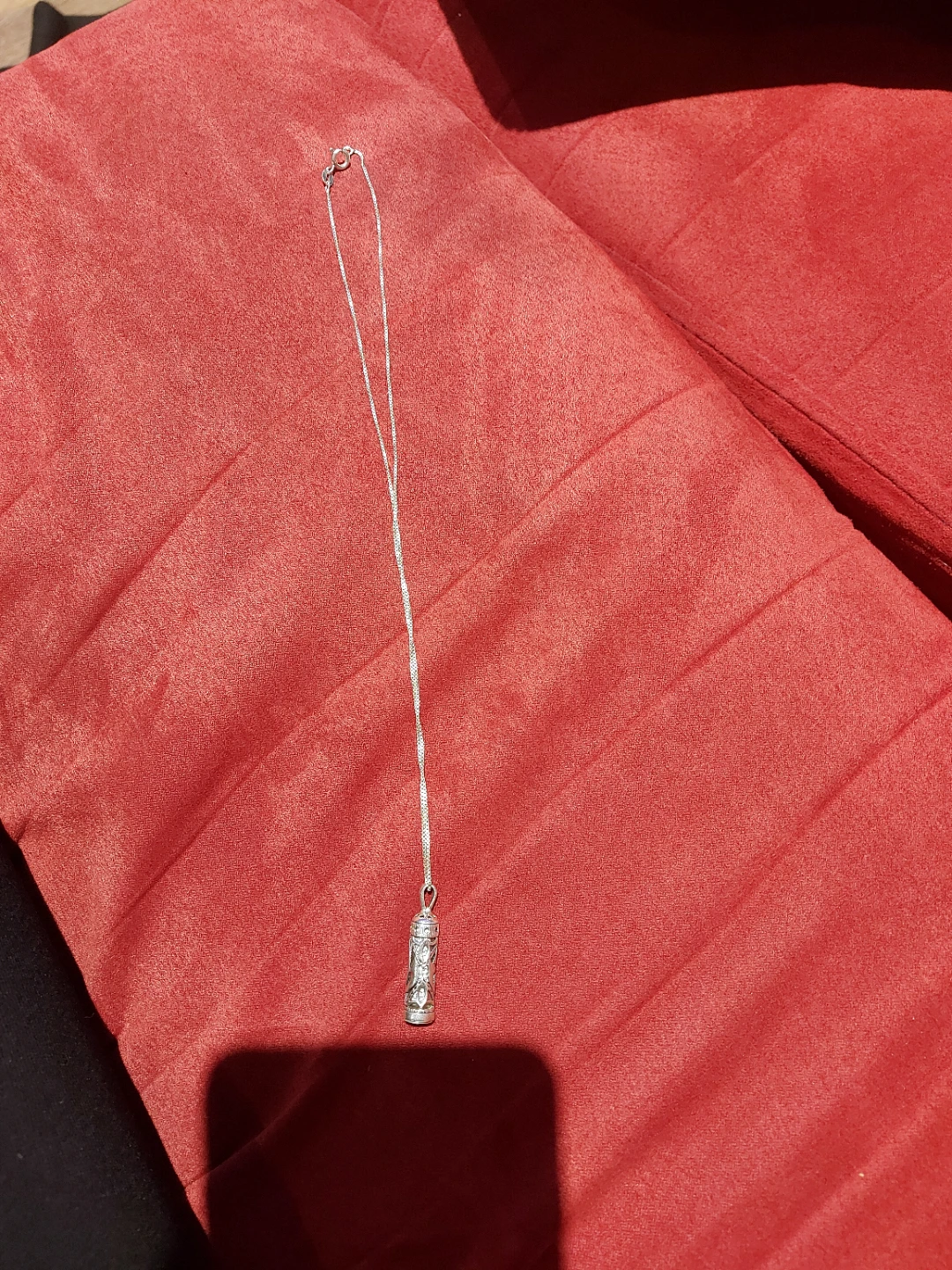 Silver Cylindrical Pendant Necklace real silver - photo 2