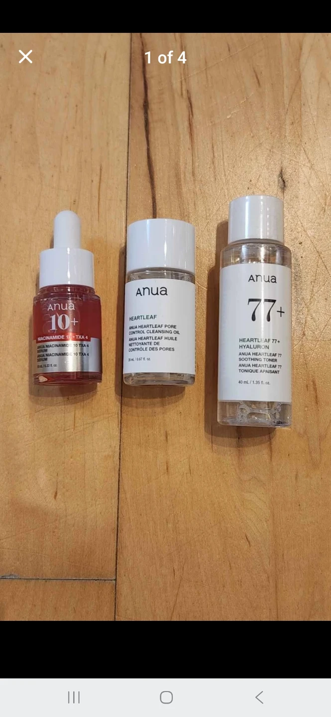 Anua Niacinamide Serum, Cleansing Oil, Soothing Toner Samples