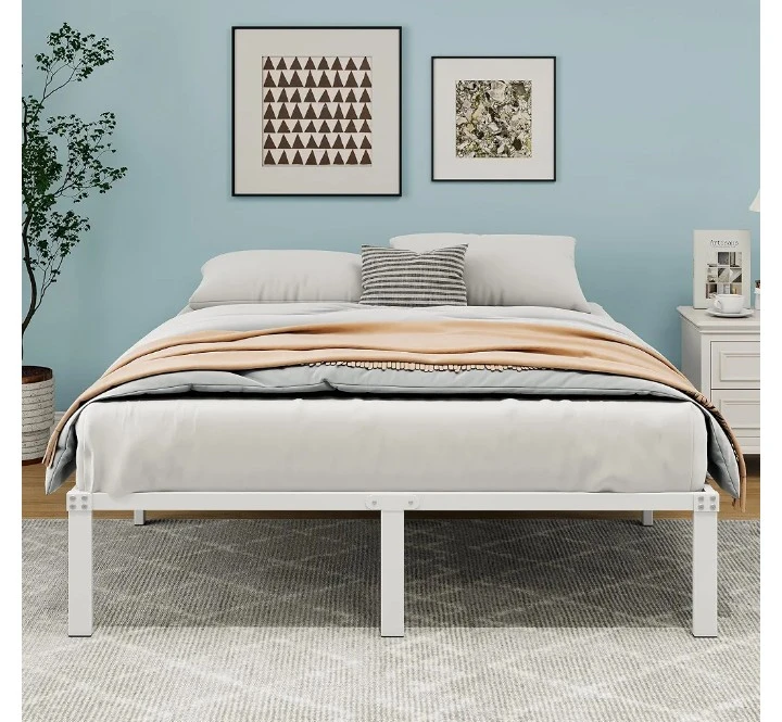 White Metal Platform Bed Frame - photo 5