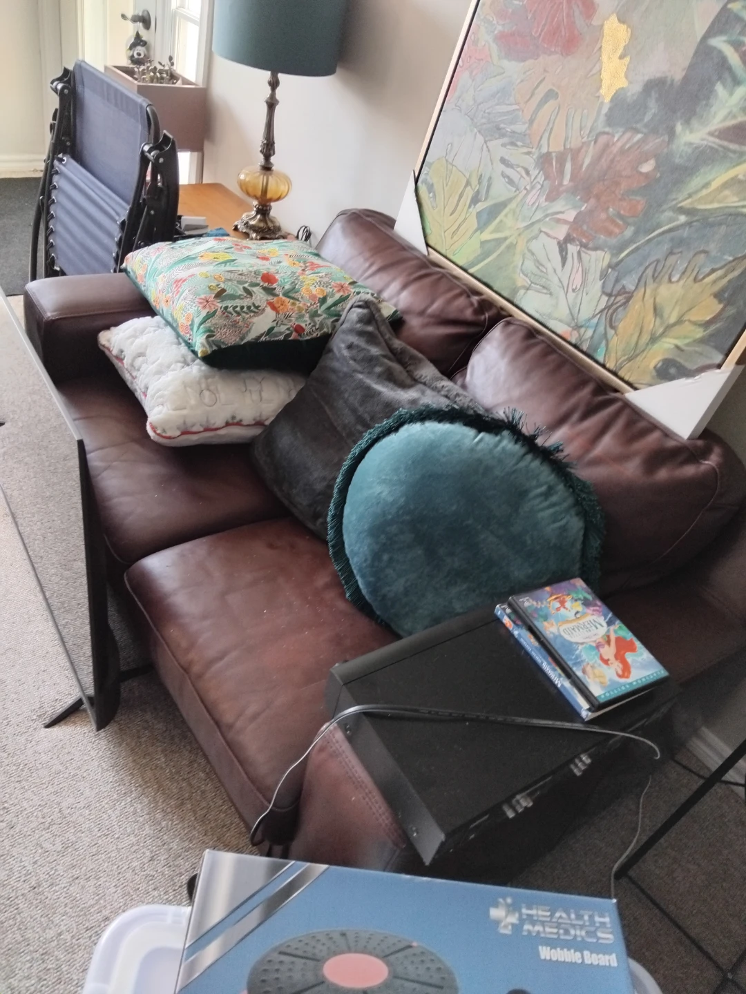 Brown loveseat