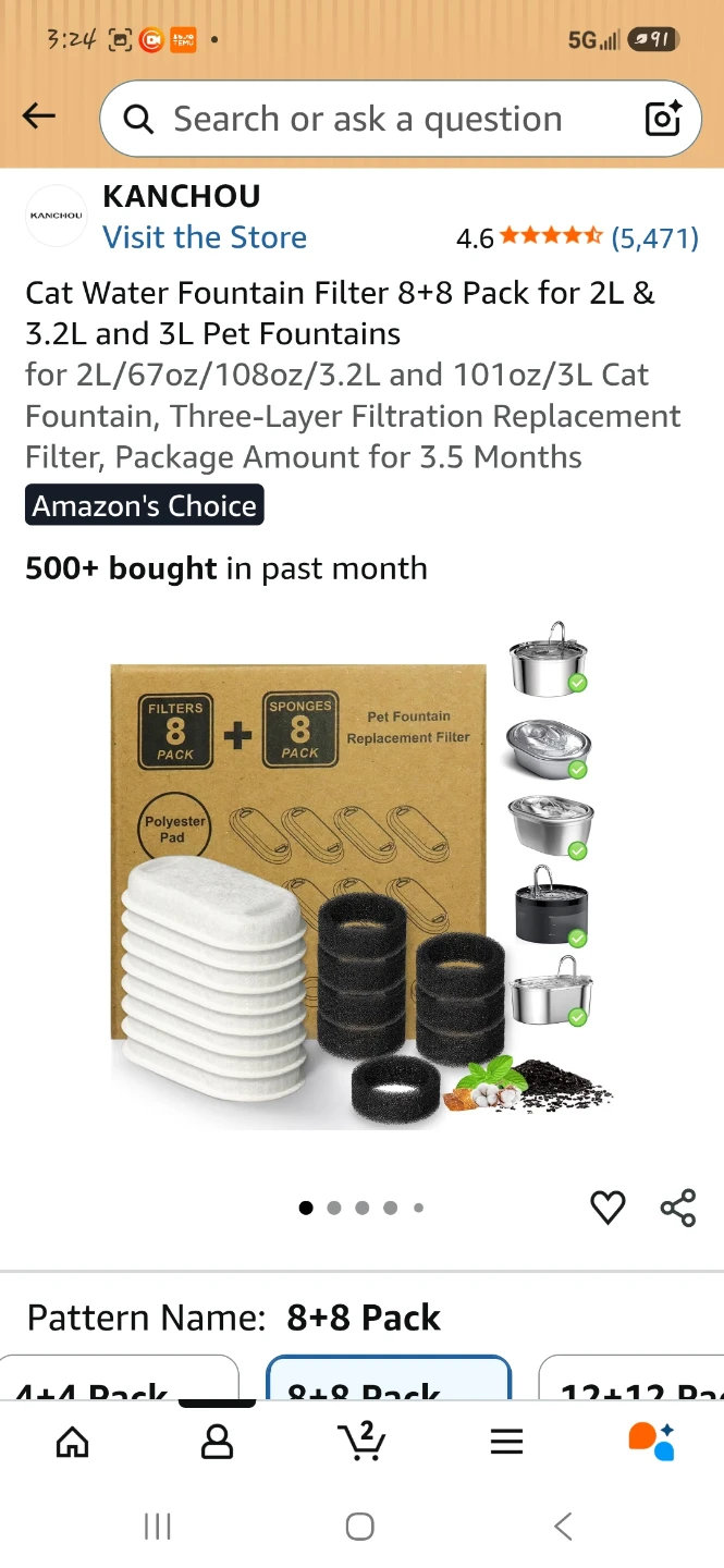 Pet Water Fountain Replacement Filter Pack