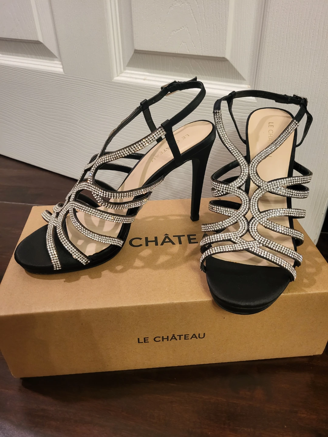 Le Chateau Black Rhinestone Heels