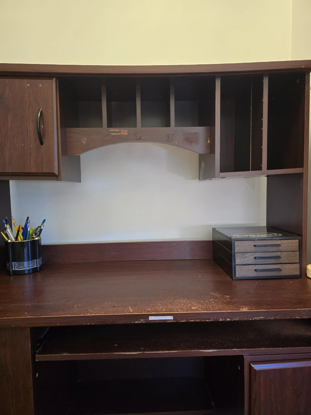 Dark Wood Computer Desk with Hutch - photo 2