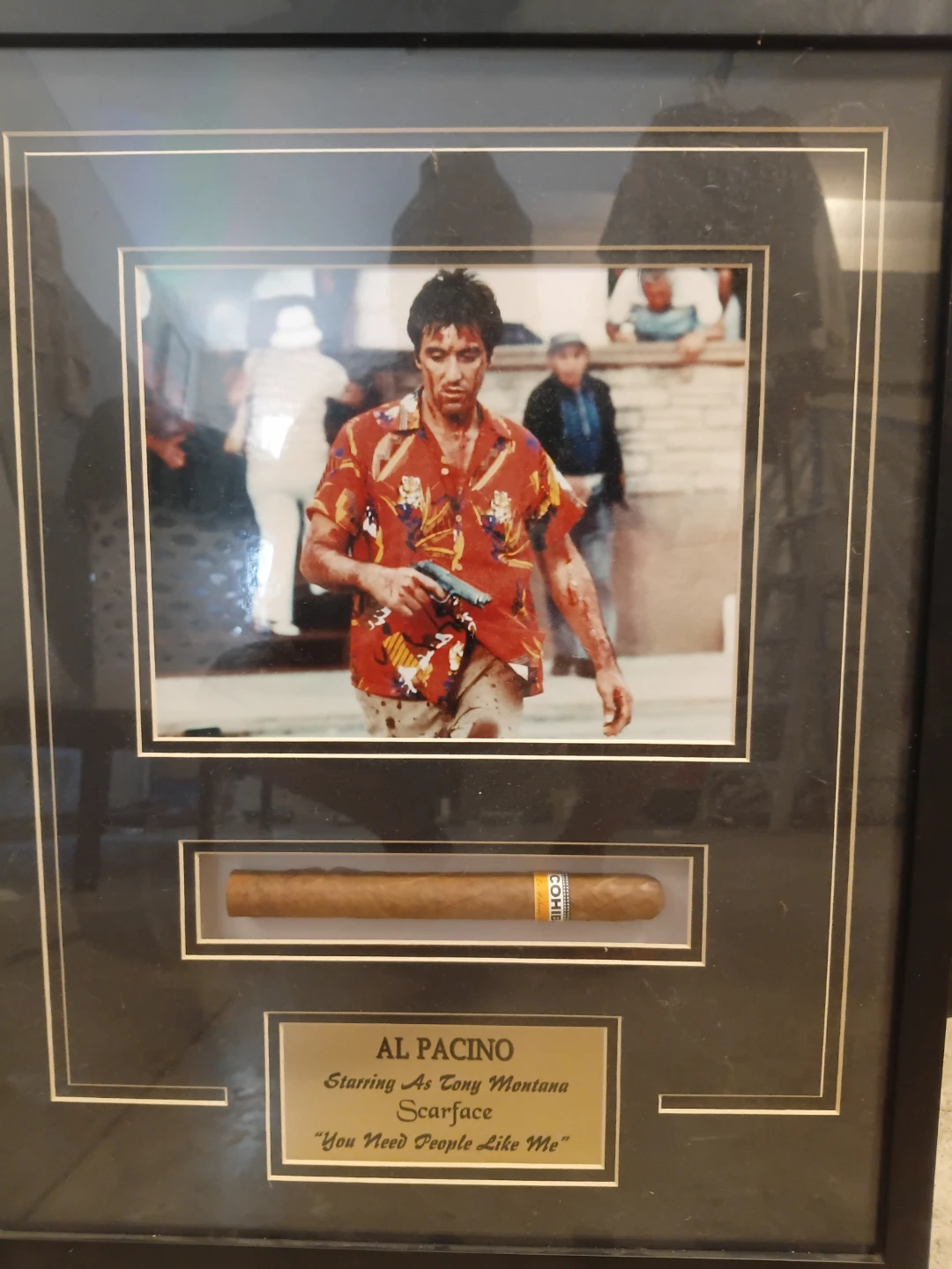Scarface tony montana framed photo with cohiba cigar