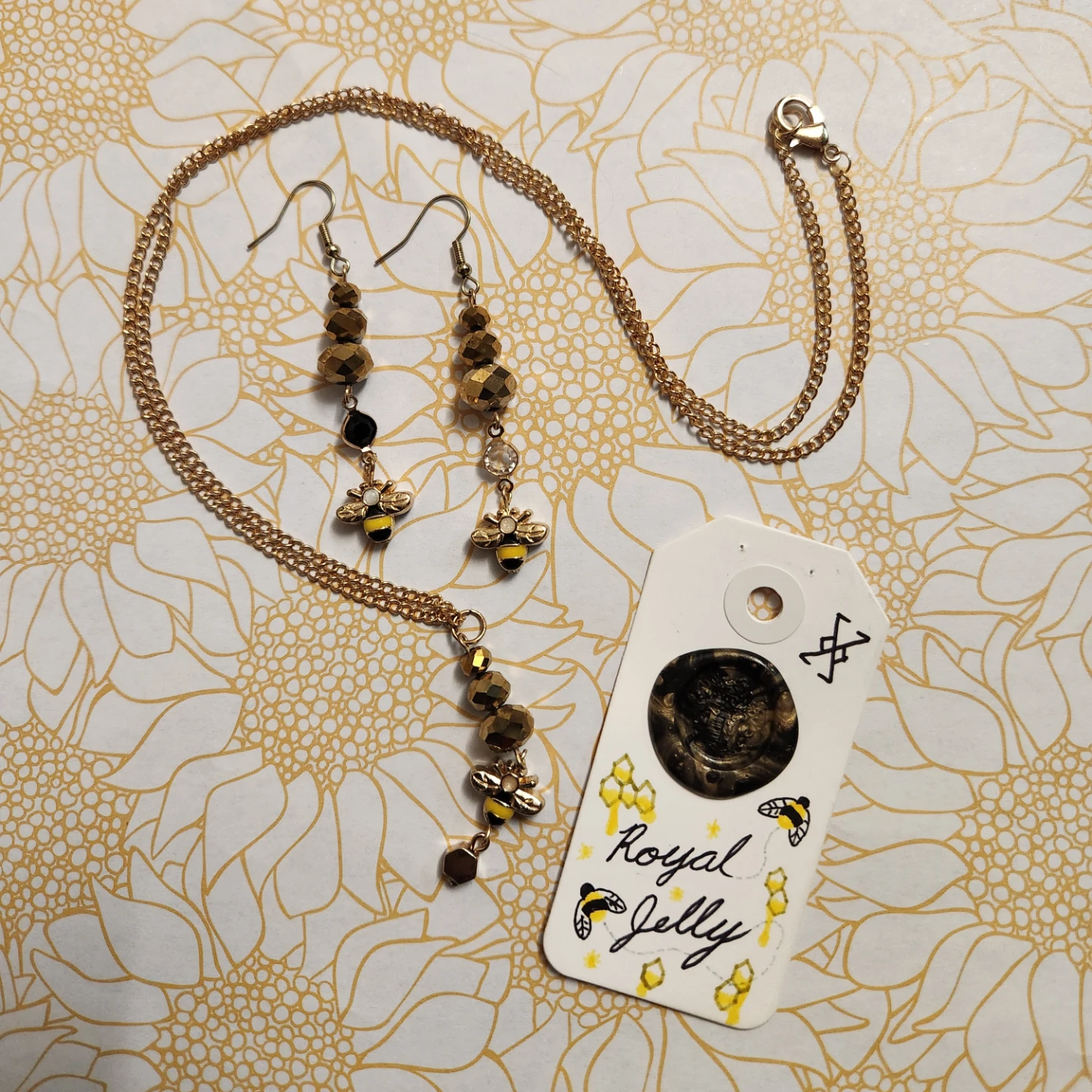 Royal Jelly Bee Necklace and Earring Set