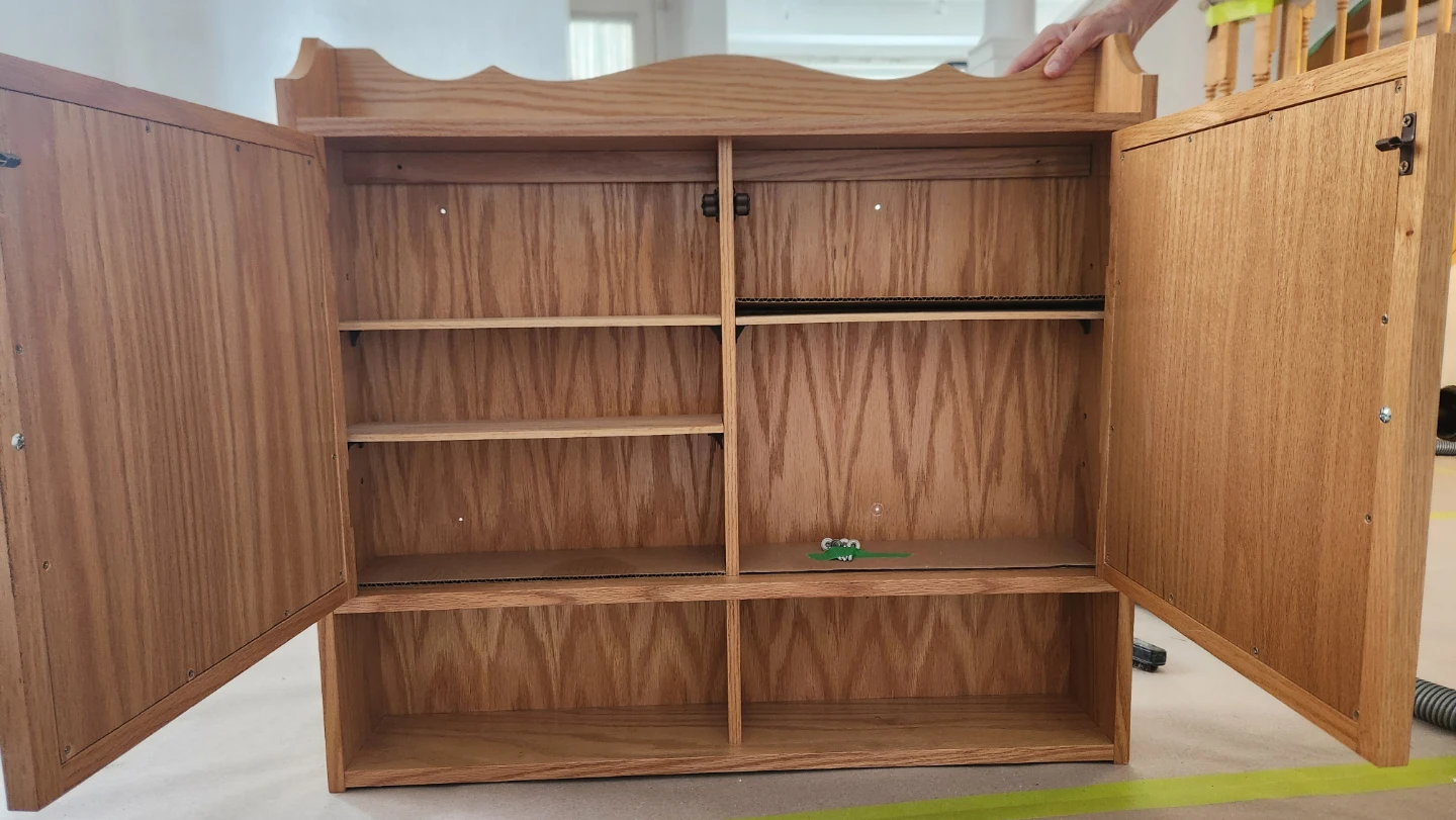 Oak Bathroom Medicine Cabinet with Mirror - photo 2