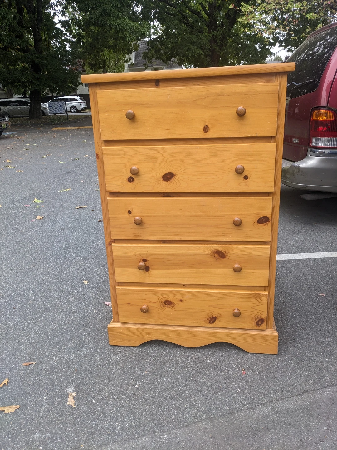 Five-Drawer Pine Chest of Drawers