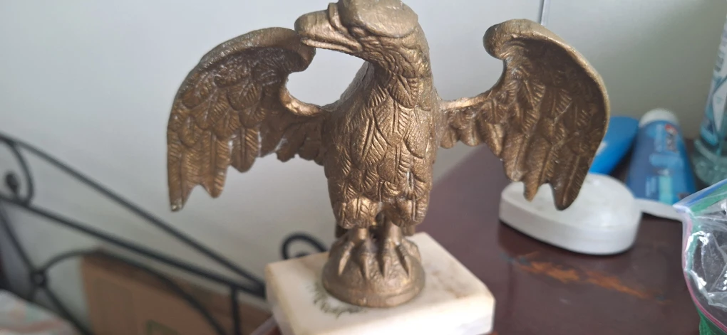 Vintage Brass Eagle Statue on Marble Base - photo 4