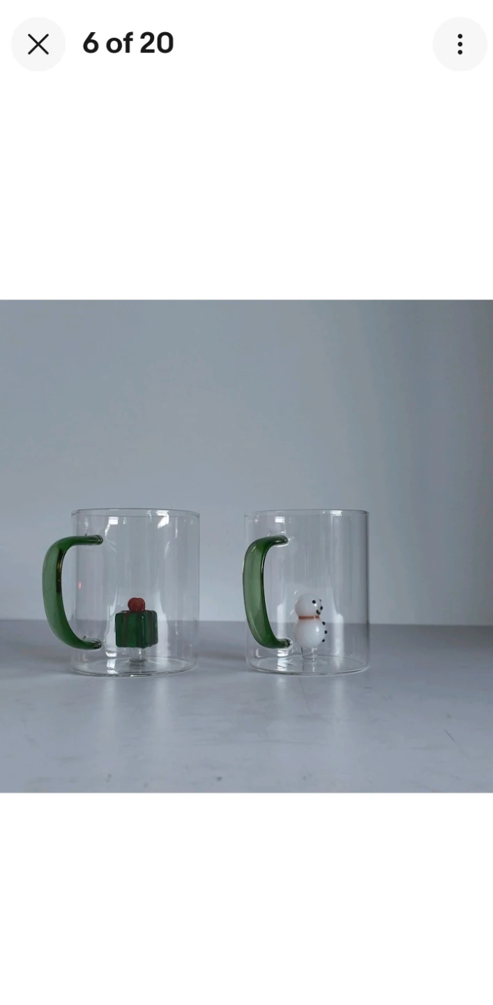 Set of 2 Clear Glass Mugs with Green Handles - photo 3