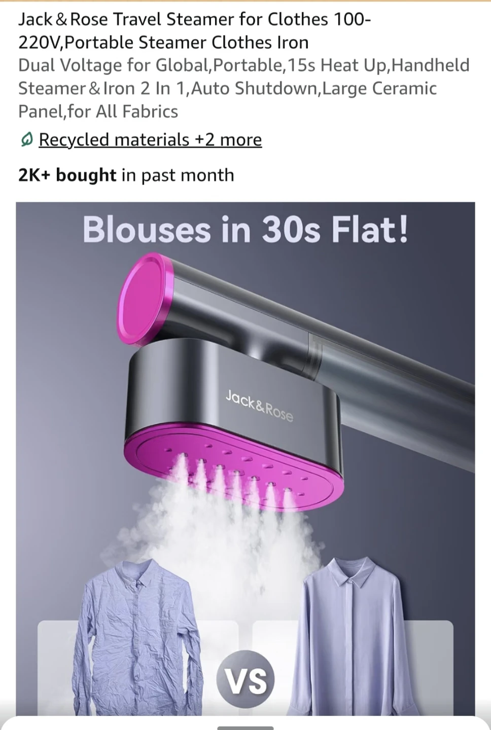 Jack & Rose Purple Travel Clothes Steamer - photo 2