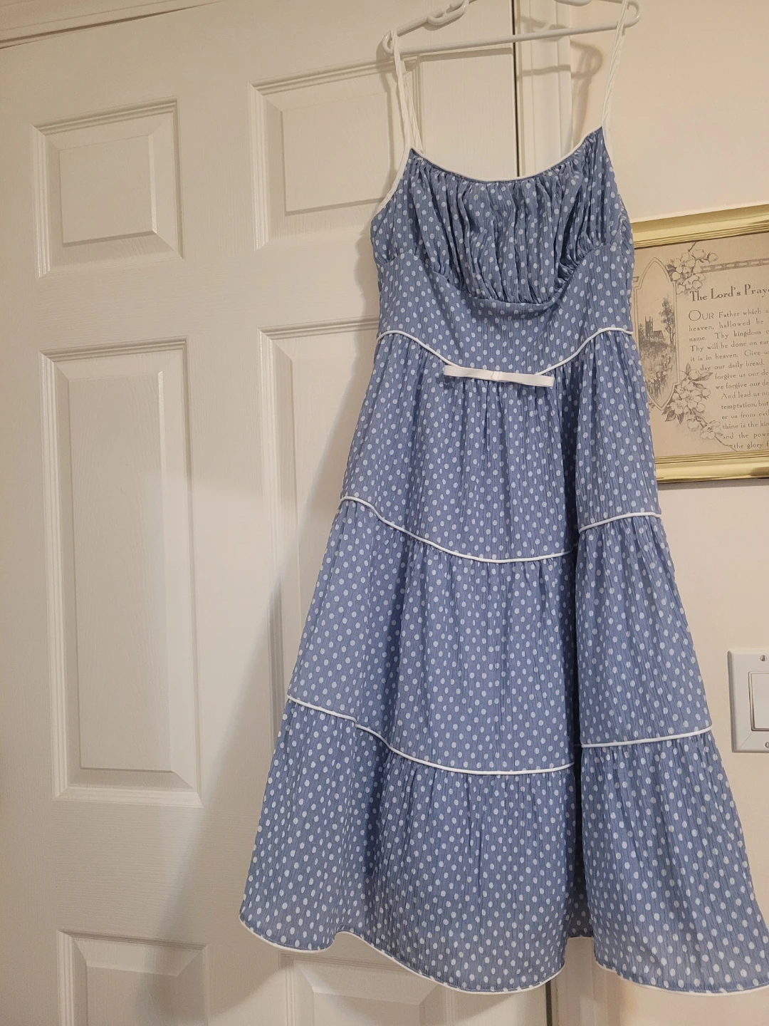 Blue Polka Dot Tiered Dress