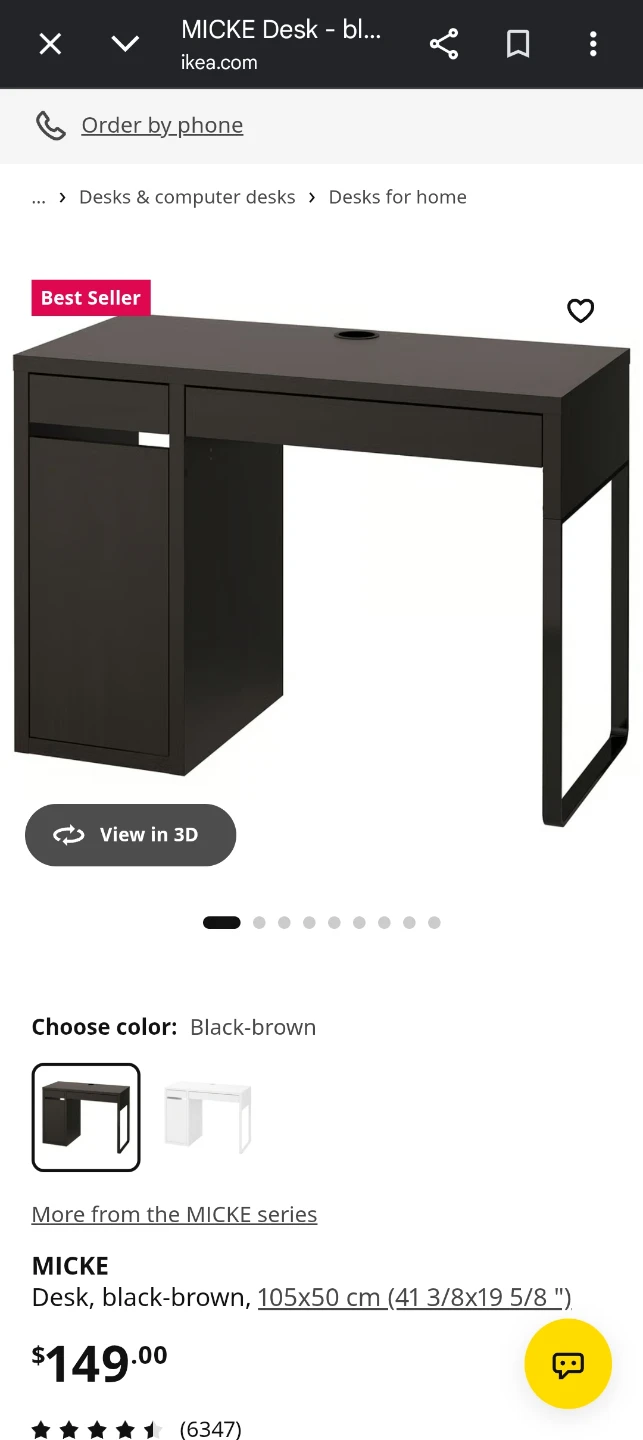 IKEA MICKE Desk in Black-brown