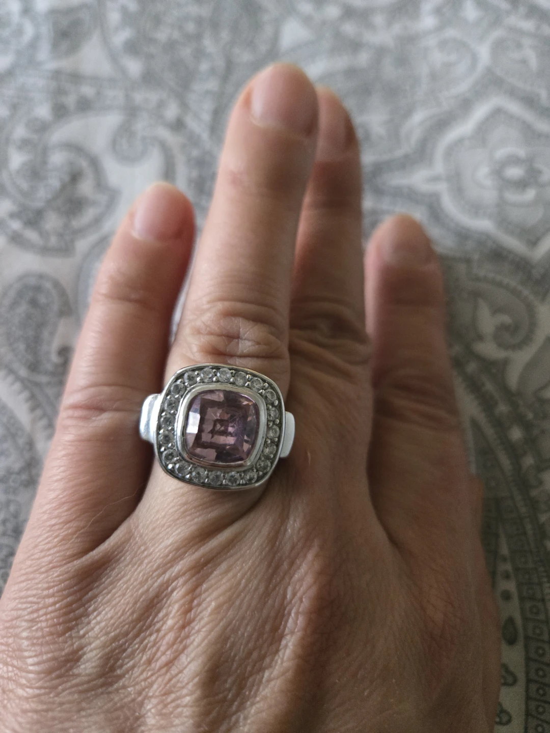 925 Sterling Silver Pink Stone Ring - photo 5