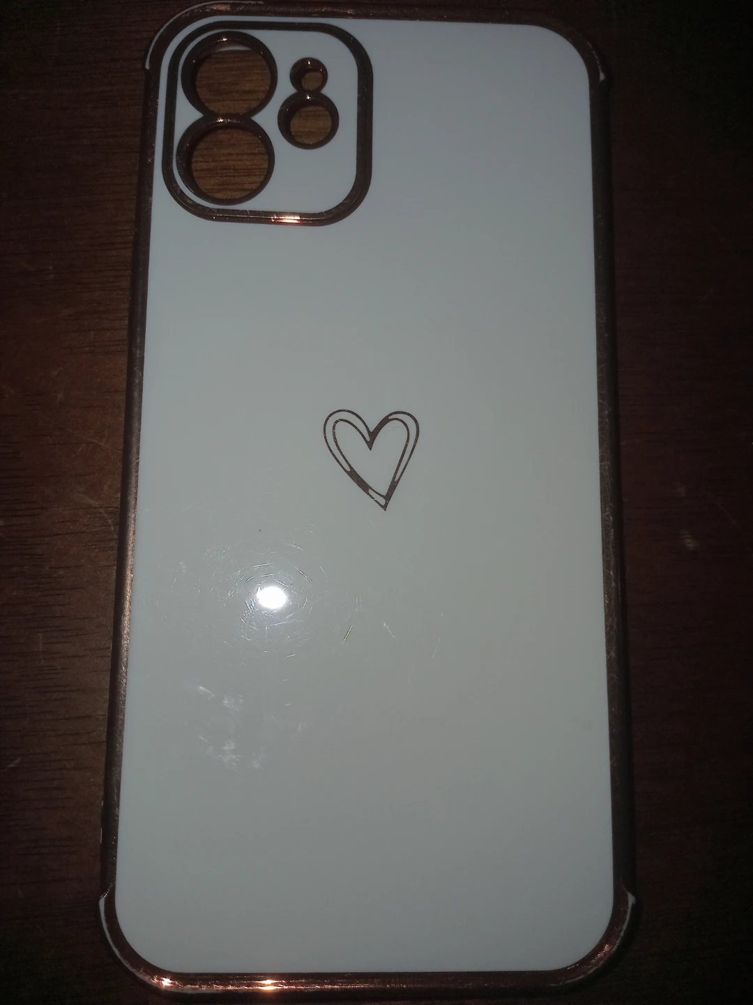 iPhone Case – White with Rose Gold Heart & Camera Protection