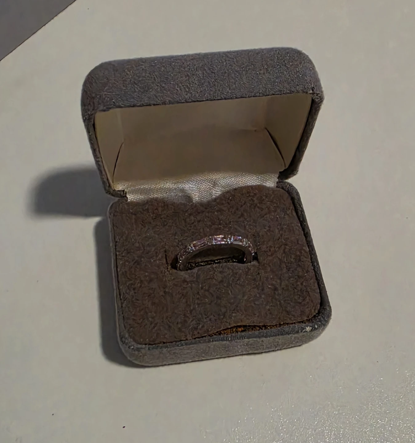 Size 5 Silver-Tone Pink Stone Eternity Ring - photo 2