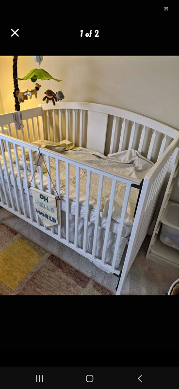 Baby Crib with Drop-Side Rail & Mattress