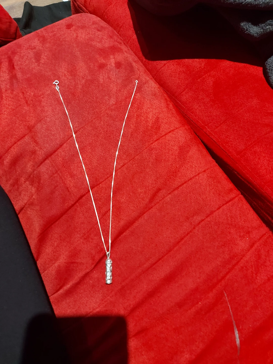 Silver Cylindrical Pendant Necklace real silver