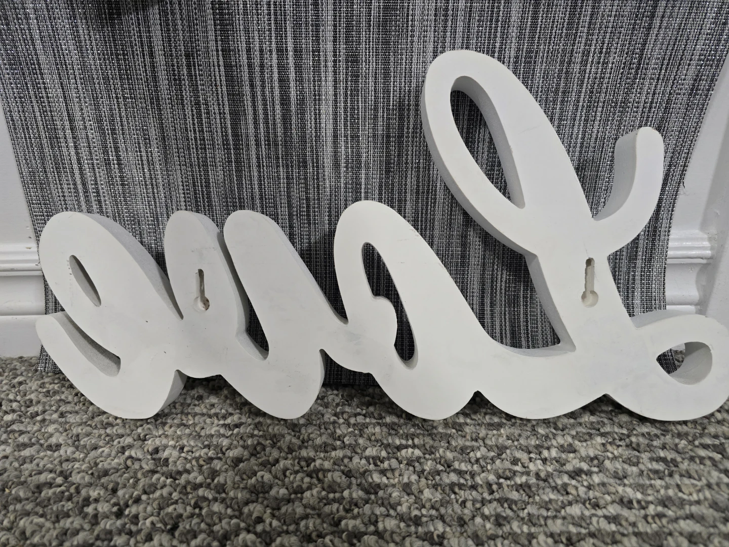 White Wooden Love Script Sign - photo 3