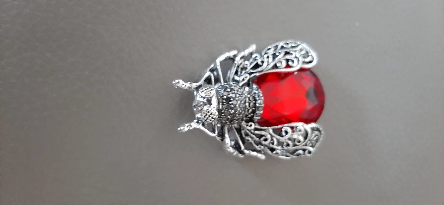 Cute Bug Brooch with a Red Gemstone. - photo 2