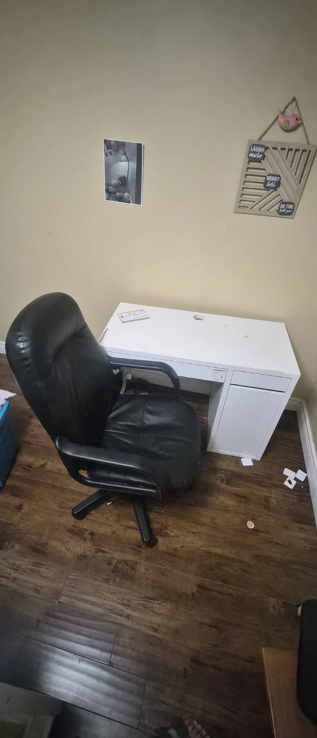 IKEA MICKE desk and black office chair