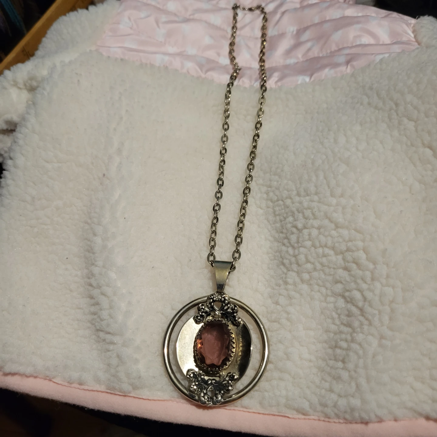 Vintage-Style Pink Gemstone Necklace