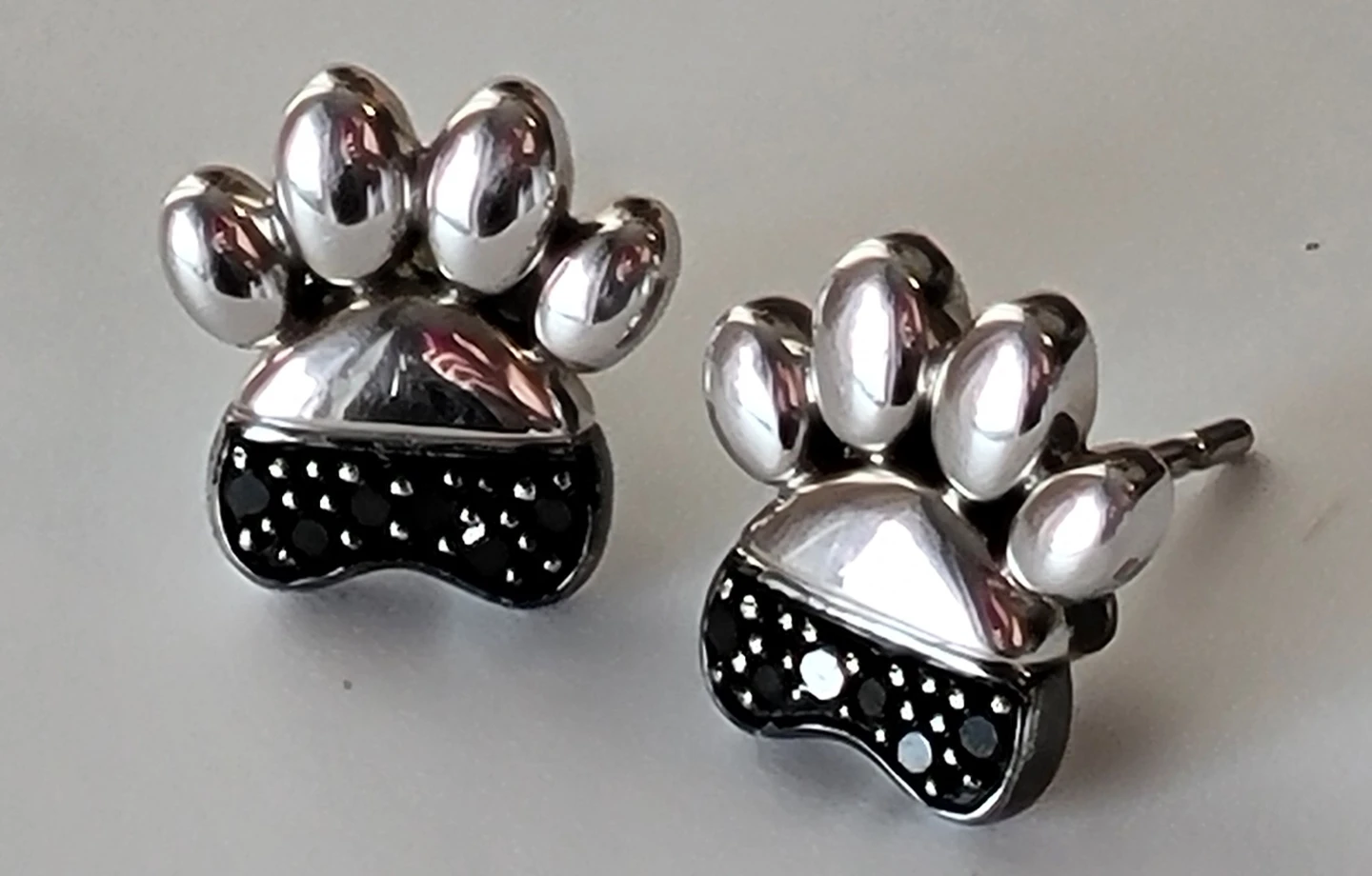 People's Paw Print Earrings Sterling Silver