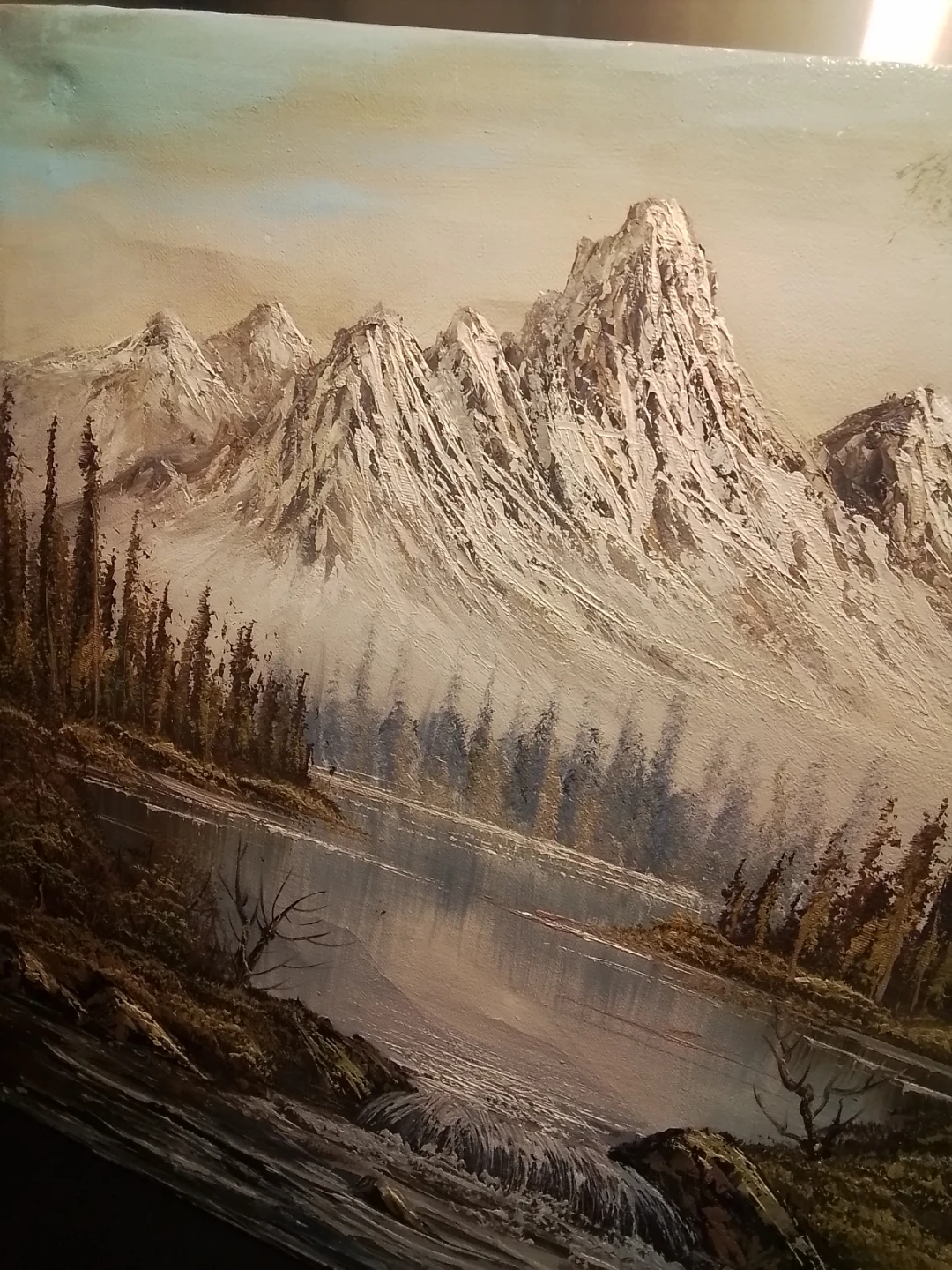 Vintage "Hammond" Mountain Landscape Oil Painting - photo 2