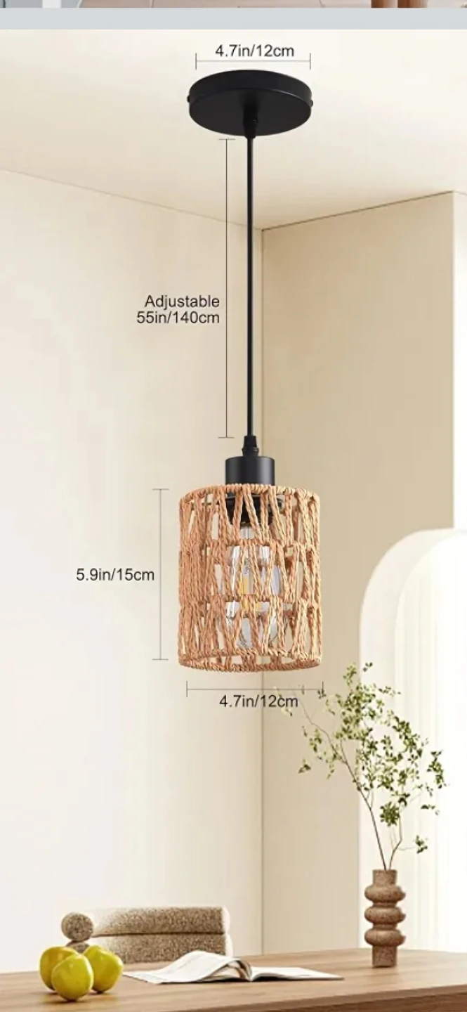 Set of 3 Woven Rattan Pendant Lights - photo 2