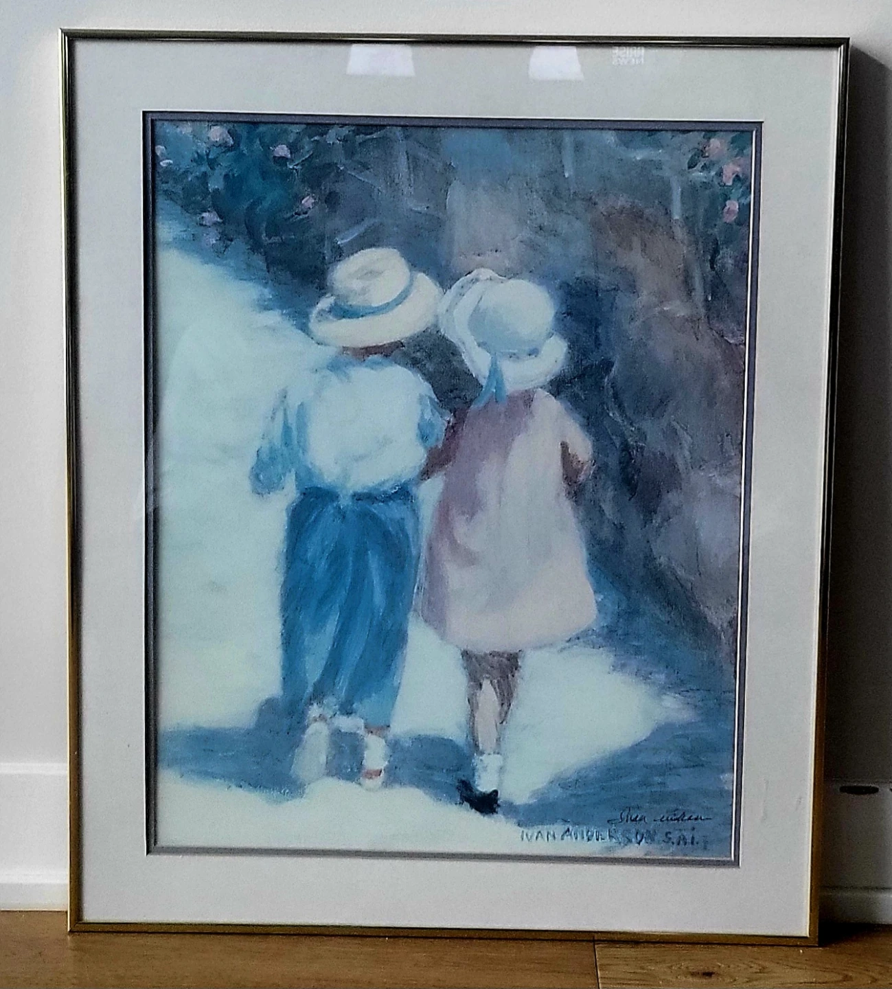 Ivan Anderson  Print "Children Walking"  Gold Frame Decor - photo 4