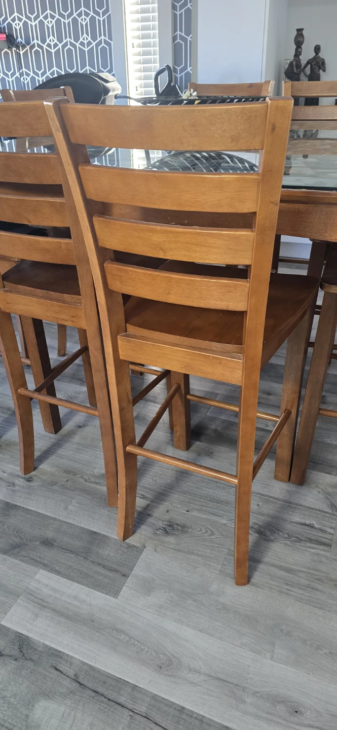 Wooden High-Top Dining Table and 6 Chairs - photo 2