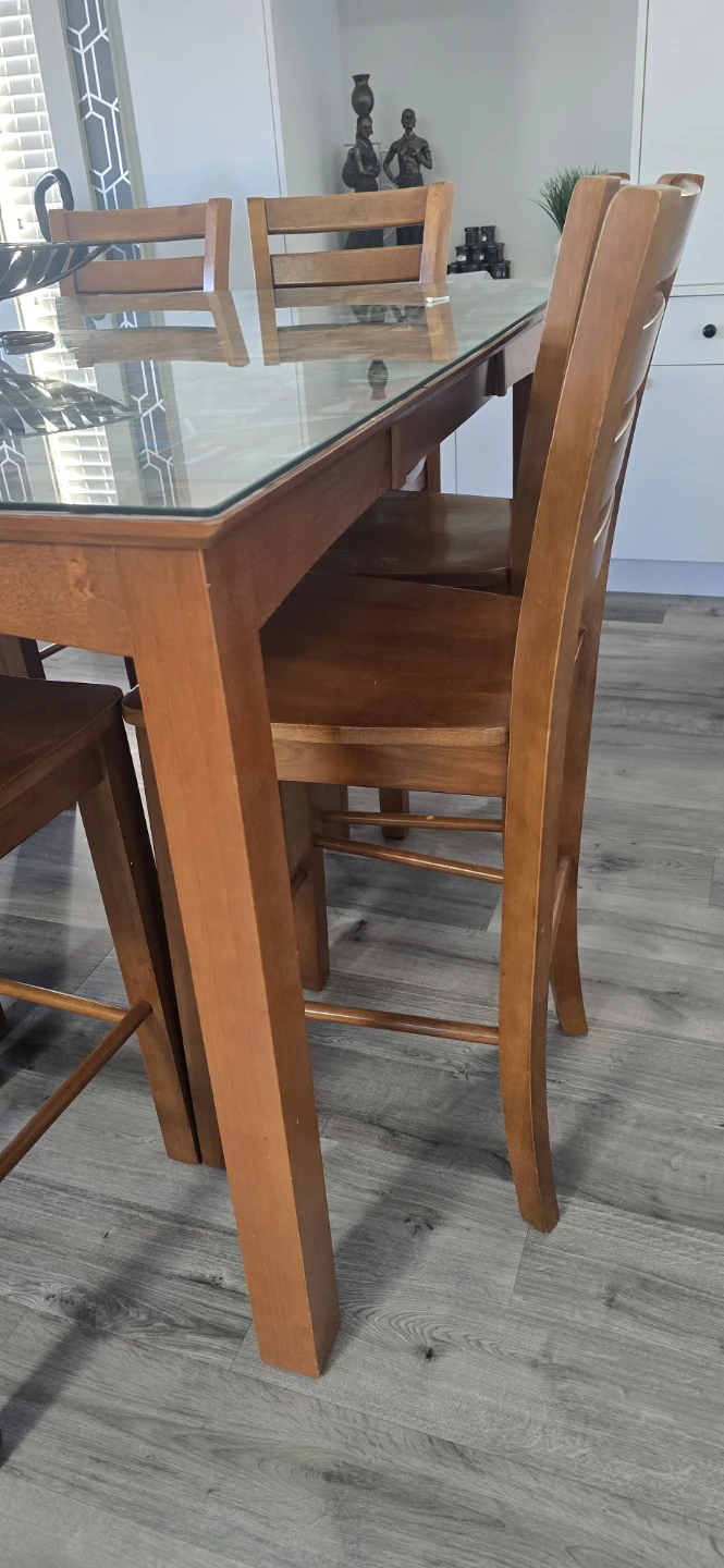 Wooden High-Top Dining Table and 6 Chairs - photo 3